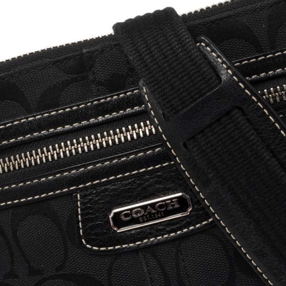 Coach Penelope Swingpack Black Signature Canvas Leather Crossbody Messenger Bag - Picture 6 of 11